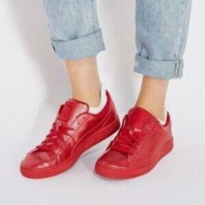 PUMA Basket Future Cherry Red Metallic Sneaker Snake Scale Texture US 9 EU 40